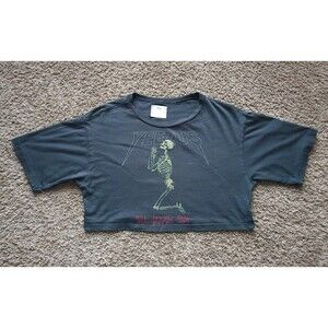 Yeezus Tour Shirt Women's Small Crop Top Graphic Print Gray Short Sleeve